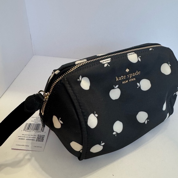 Kate Spade little better orchard chelsea Black and White Cosmetic Bag clutch NEW - Picture 3 of 8